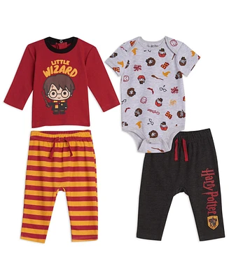 Harry Potter Baby Boys Bodysuit T-Shirt and Pants 4 Piece Layette Set