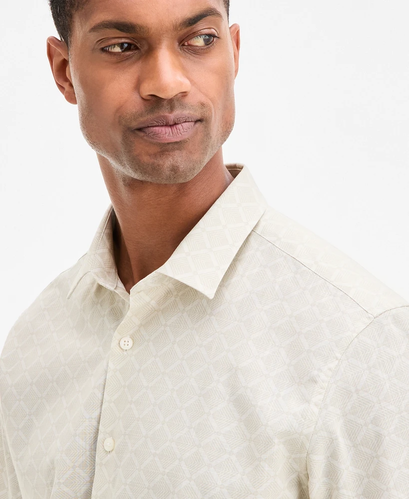 Alfani Men's Lipson Short Sleeve Geo Print Button-Front Shirt, Exclusively at Macy's