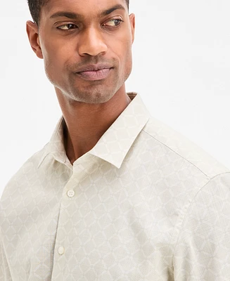 Alfani Men's Lipson Short Sleeve Geo Print Button-Front Shirt, Exclusively at Macy's