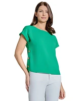 Jones New York Petite Solid Side-Button Blouse