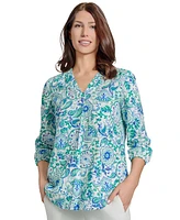 Jones New York Petite 3/4-Sleeve V-Neck Tunic Top