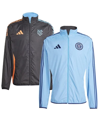 Adidas Men's Sky Blue/Black New York City Fc 2025 Anthem Reversible Full-Zip Jacket