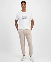 A|X Armani Exchange Men's Short Sleeve Crewneck Palm Tree Logo Graphic T-Shirt
