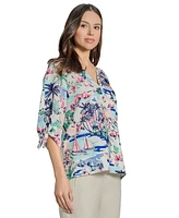 Jones New York Petite Tied 3/4-Sleeve V-Neck Top