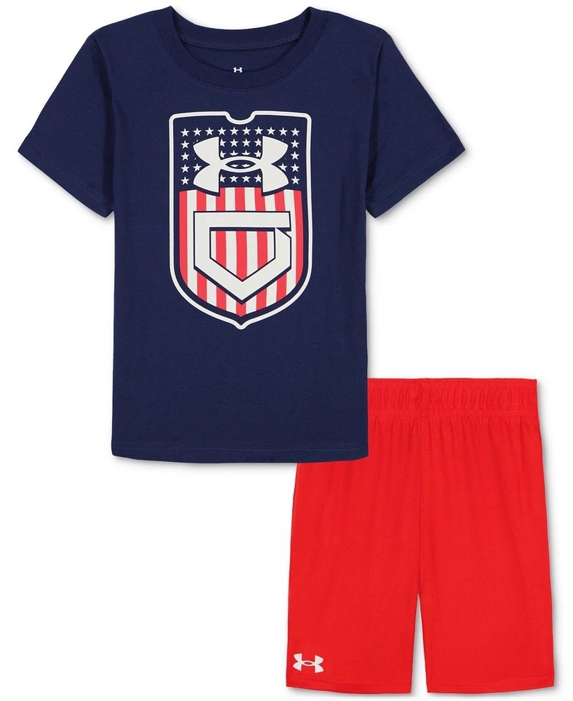 Under Armour Toddler & Little Boys Pennant Flag T-Shirt Shorts, 2 Piece Set