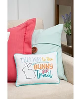 9" x 12" Easter "This Way to The Bunny Trail" Embroidered Spring Themed Small/Petite Accent Throw Pillow
