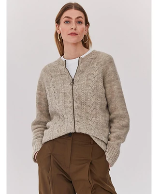 Celtic & Co. Women's Wool Cable Zip Cardigan