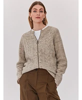 Celtic & Co. Women's Wool Cable Zip Cardigan
