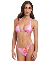 Red Carter Womens Braided Strap Triangle Bikini Top Hipster Bikini Bottoms