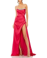 Mac Duggal Women's Strapless Ruched Embellished Gown