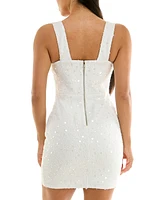 City Studios Juniors' Sequin Boucle Sleeveless Bodycon Dress