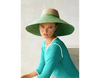 Riri Duo Jute Handwoven Straw Hat In Natural & Kelly Green