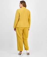 Le Suit Plus Crepe One-Button Straight-Leg Pantsuit