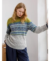 Celtic & Co. Women's Donegal Fair Isle Funnel Neck Sweater