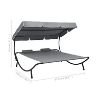 Patio Lounge Bed with Canopy and Pillows
