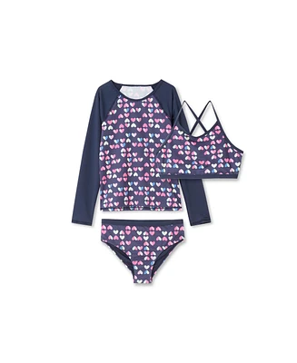 Lands' End Girls Slim Chlorine Resistant Rash Guard Bikini Swimsuit Set