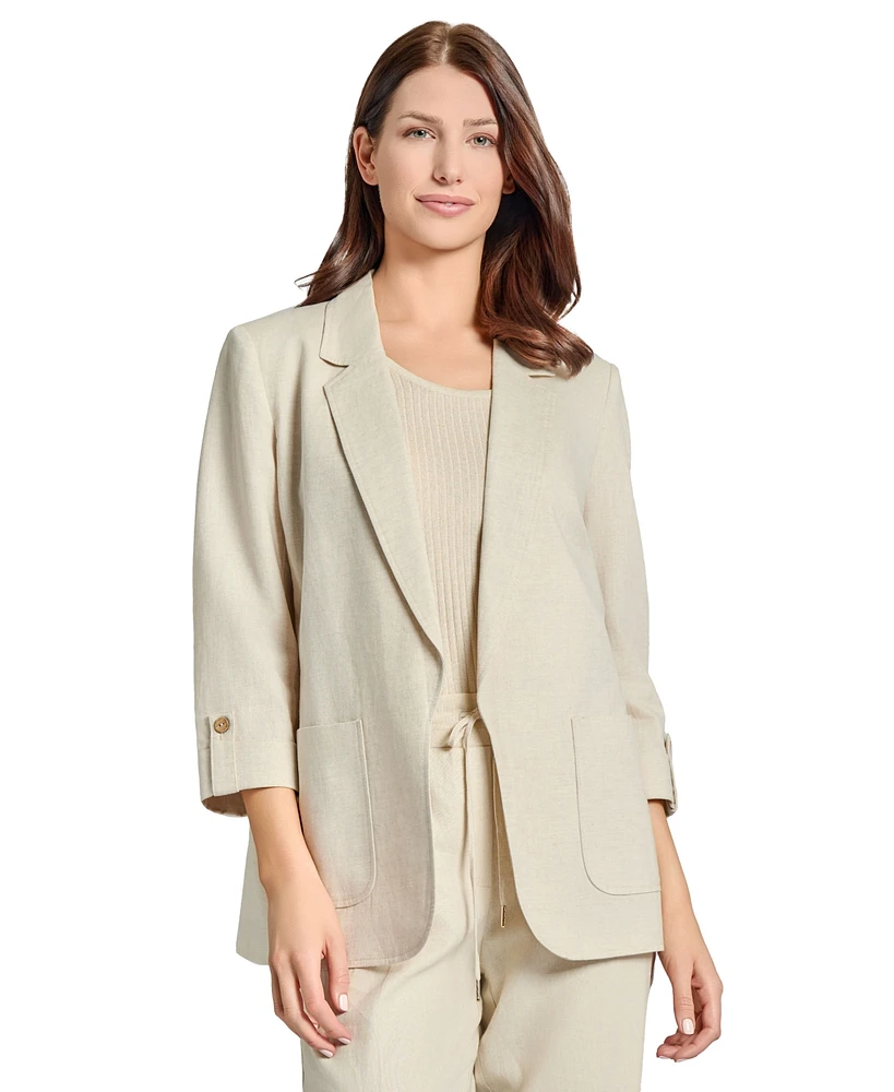 Jones New York Petite 3/4-Sleeve Open-Front Blazer