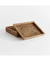 Burma Rattan Lidded Letter Storage Decorative Tray