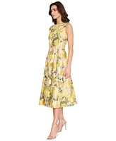 Tahari Asl Women's Floral-Embroidered A-Line Midi Dress