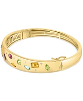 Effy Multi Gemstone (3-1/4 ct. t.w.) & Diamond (1/10 ct. t.w.) Scattered Bangle Bracelet in 14k Gold-Plated Sterling Silver