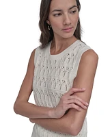 Dkny Jeans Women's Cotton Pointelle-Knit Sleeveless Sweater