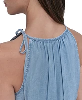 Dkny Jeans Women's Smocked-Waist Sleeveless Crop Top