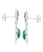 American West Jewelry Sterling Silver Malachite Peridot Desert Bloom Dangle Earrings