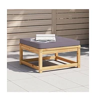 Patio Footstool with Cushions Solid Wood Acacia