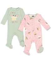 Starwars Baby Girls Star Wars 2 Pack Zip Up Sleep N' Play Coveralls