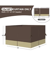 Aoodor 12' x 16' Gazebo Curtain Set Protecting Privacy Side Walls 4 Panels,Curtain Only