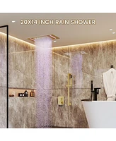 Casainc Led Light Pressure-balanced Valve Included All-In-One Kit with Rough In-Valve Thermostatic Shower System