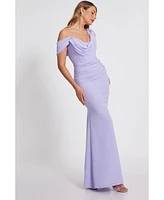 Quiz Women's Scuba Crepe Chiffon Drape Maxi Dress