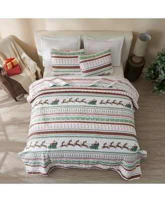 Linery Co. Holiday Striped Microfiber Quilt Set With Shams