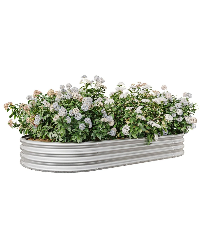 Raised Garden Bed Outdoor, Oval Large Metal Raised Planter Bed for for Plants, Vegetables, and Flowers