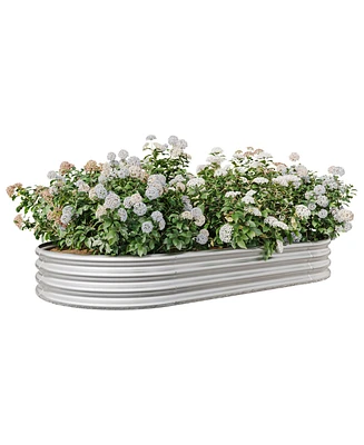 Raised Garden Bed Outdoor, Oval Large Metal Raised Planter Bed for for Plants, Vegetables, and Flowers