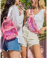 Packed Party Clear Pink Confetti Belt Bag, Fashionable Designer Fanny Pack For Women, Nylon Bum Bag With Adjustable Strap and Small Pouch, Great For W