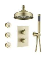Casainc 8 Inch Ceiling-Mounted Thermostatic Shower System With Body Jets Handheld