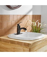 Waterfall Single Hole Single-Handle Low-Arc Bathroom Faucet With Pop-up Drain Assembly in Oil Rubbed Bronze