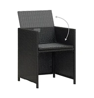 Patio Chairs 2 pcs with Cushions and Pillows Poly Rattan Black