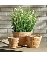 Cane Rattan Mini Round Baskets, Set Of 3