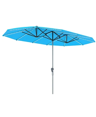 Outsunny 15ft Patio Umbrella Solar Lights UPF50+ Outdoor
