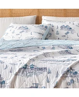 Linery & Co. Coastal Toile Microfiber Quilt Set With Shams