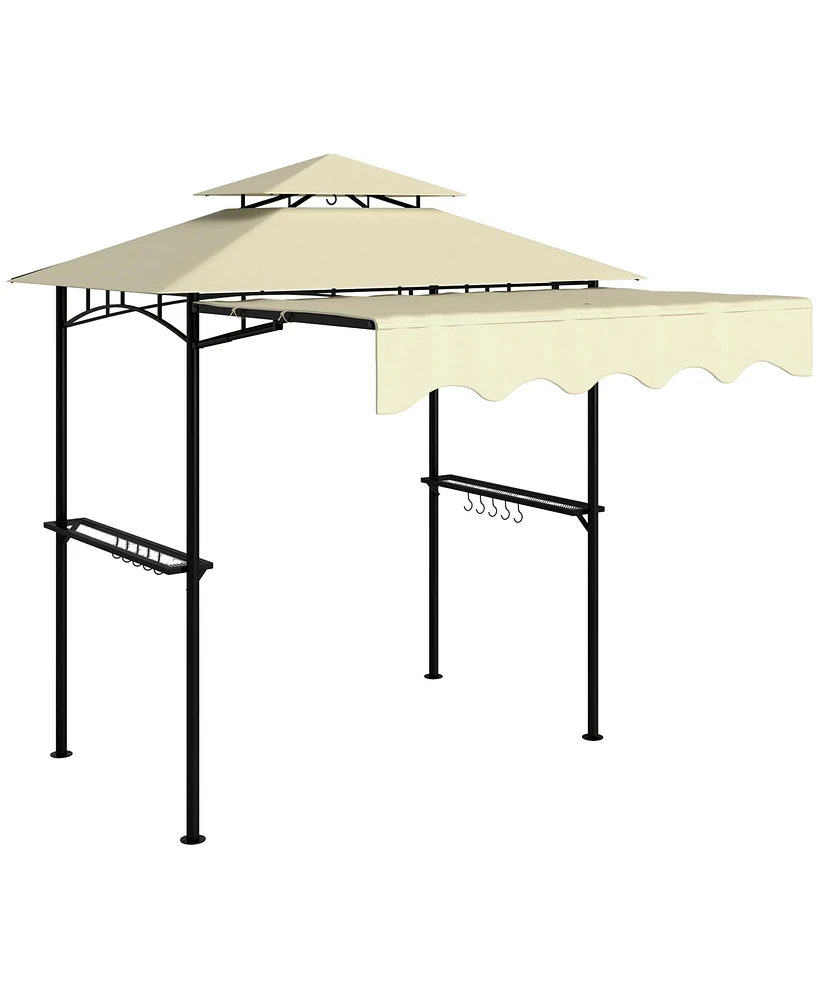 Outsunny 8' x 5' Grill Gazebo, 2-Tier Outdoor Bbq Dark