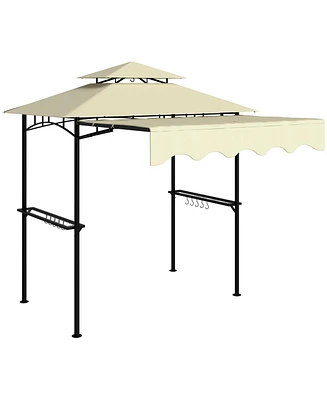 Outsunny 8' x 5' Grill Gazebo, 2-Tier Outdoor Bbq Dark