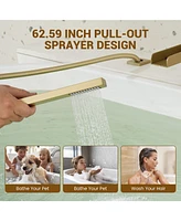 Casainc Deck Mounted Bathroom Tub Faucet Trim with Handshower
