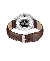 Timberland Men's Automatic Brown Dark Genuine Leather Watch, 44mm