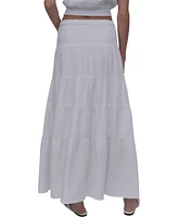 Dkny Jeans Women's Cotton Smocked-Waist Tiered Maxi Skirt