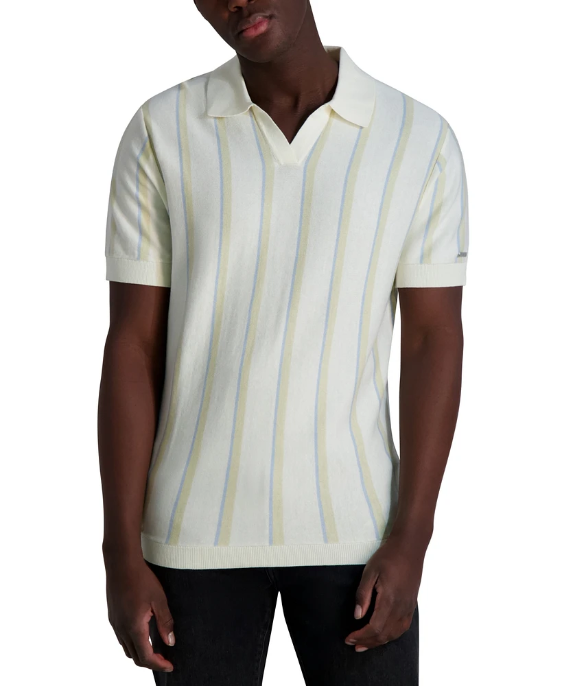Karl Lagerfeld Paris Men's Johnny-Collar Stripe Polo Shirt