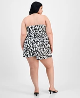 Derek Heart Trendy Plus Strapless Gathered-Waist Romper