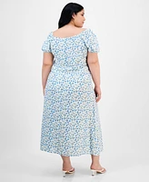 Absolutely Famous Trendy Plus Puffed-Sleeve Dress
